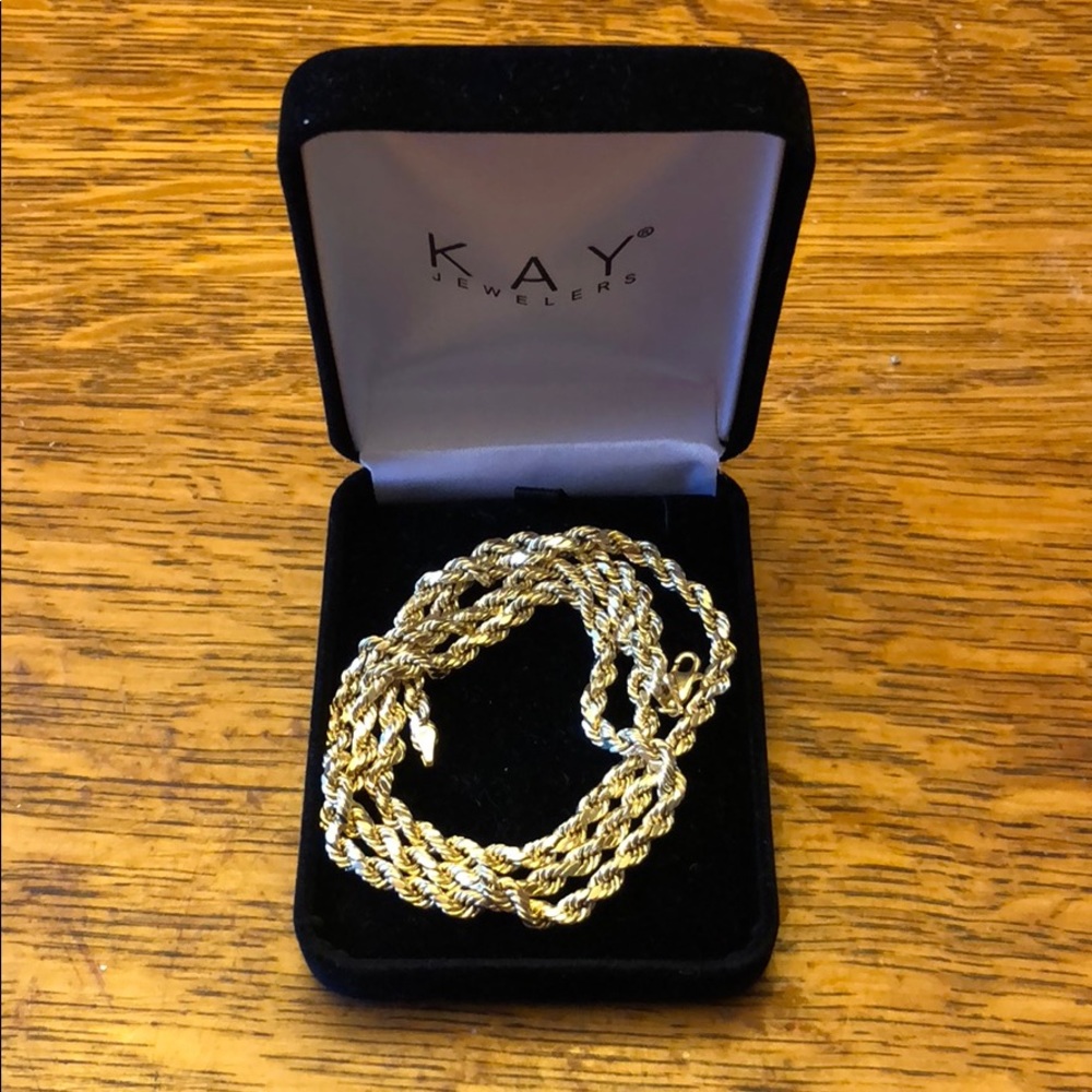10K gold semi-hollow rope chain 24 inch!!!